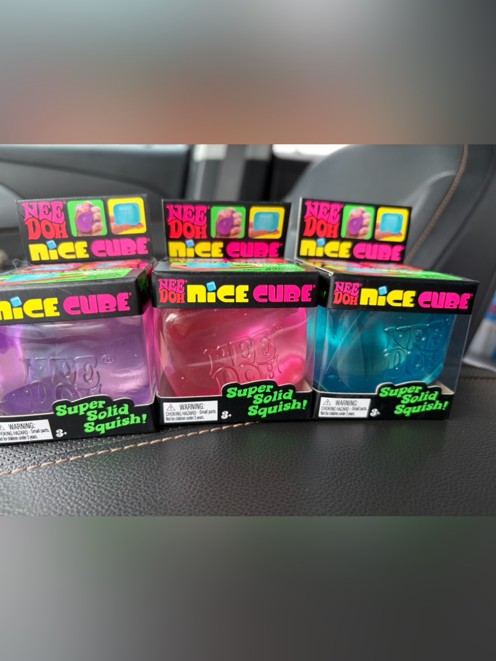 Nee Doh Nice Cube Kids Toy - Blue, Pink & Purple Squishy Stress Cubes